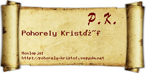 Pohorely Kristóf névjegykártya